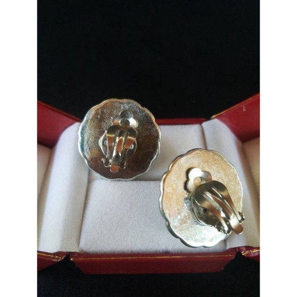 Silver and Blue Plastic Clip-on Earrings - Picture 10 of 10